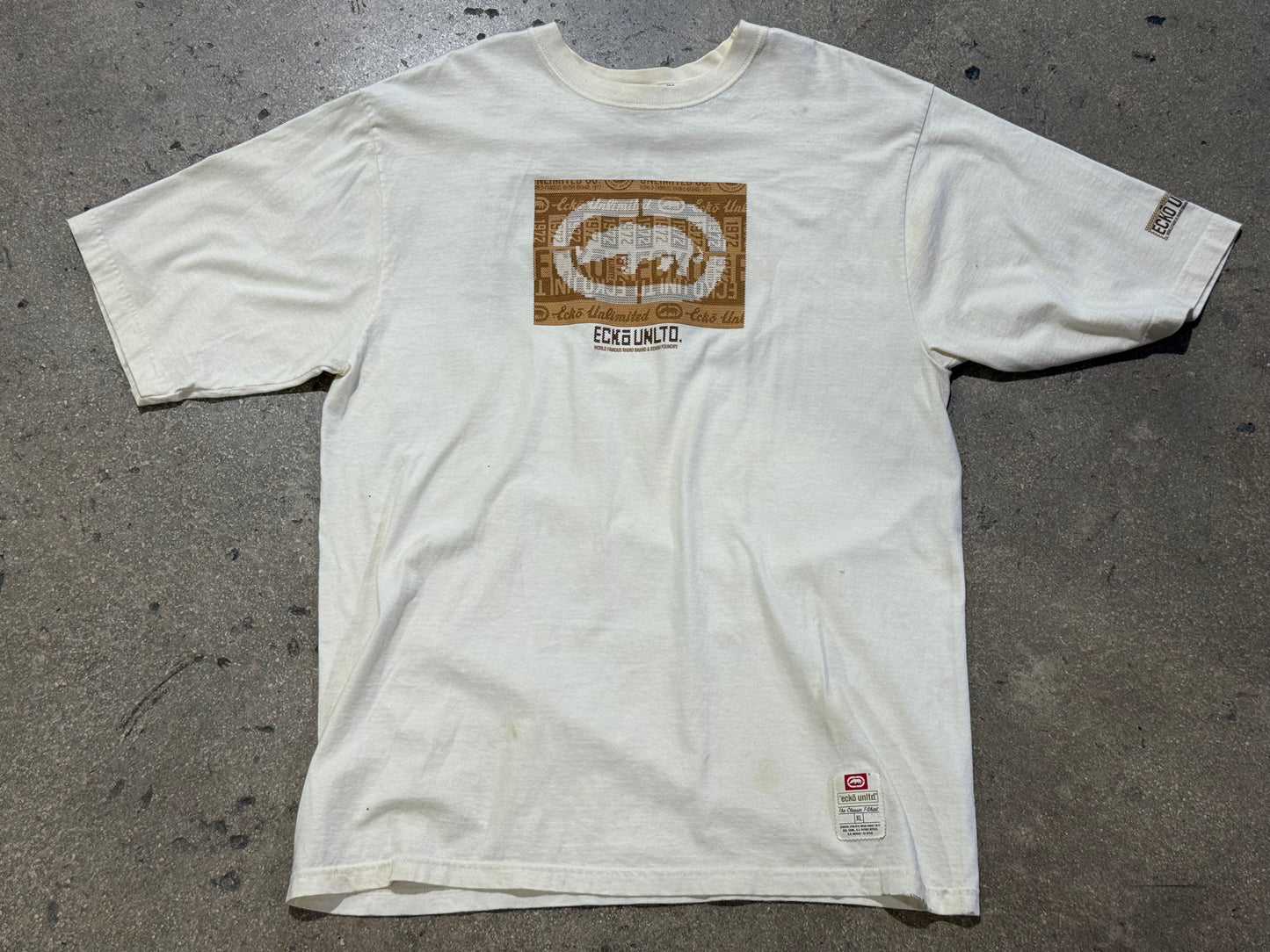 Ecko Unlimited Knitted Logo Tee - Cream Size XL