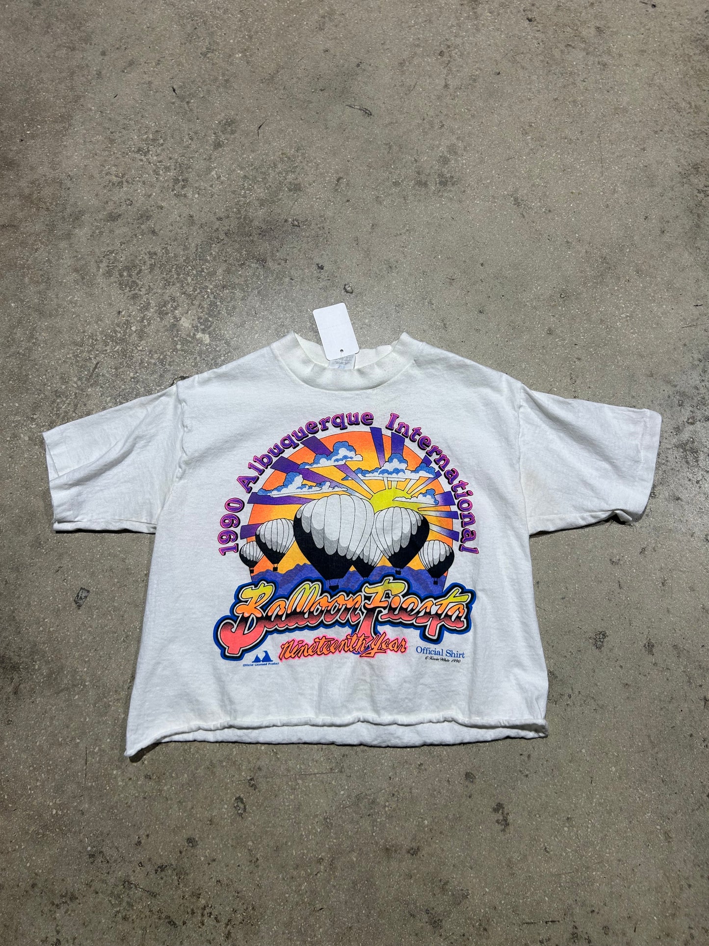 1990  Cropped Albuquerque Ballon Fiesta Tee - White Size Medium