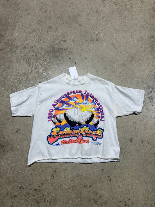 1990  Cropped Albuquerque Ballon Fiesta Tee - White Size Medium