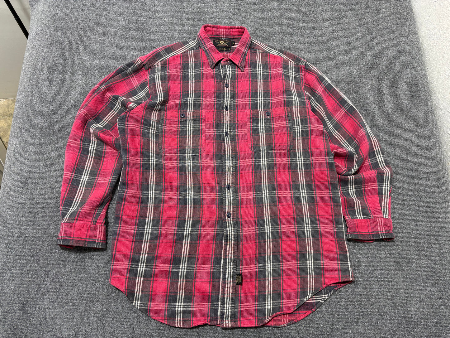 Double RL Plaid Button Down Long Sleeve Shirt - Red Size XL