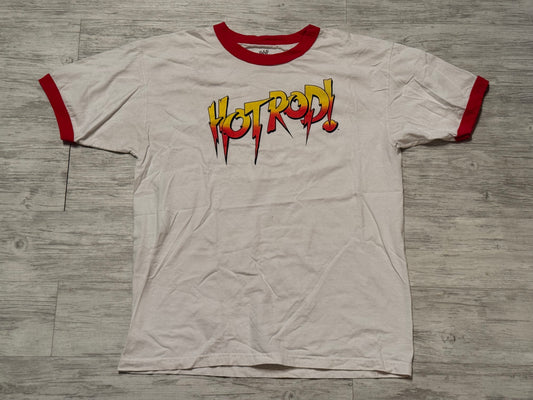 2013 WWE Roddy Roddy Poper HOT ROD! Ringer Tee - White Size XL