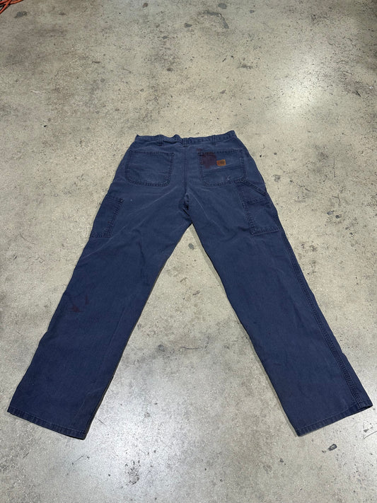 Distressed Carhartt Carpenter Pants - Faded Dark Navy Size 32x34
