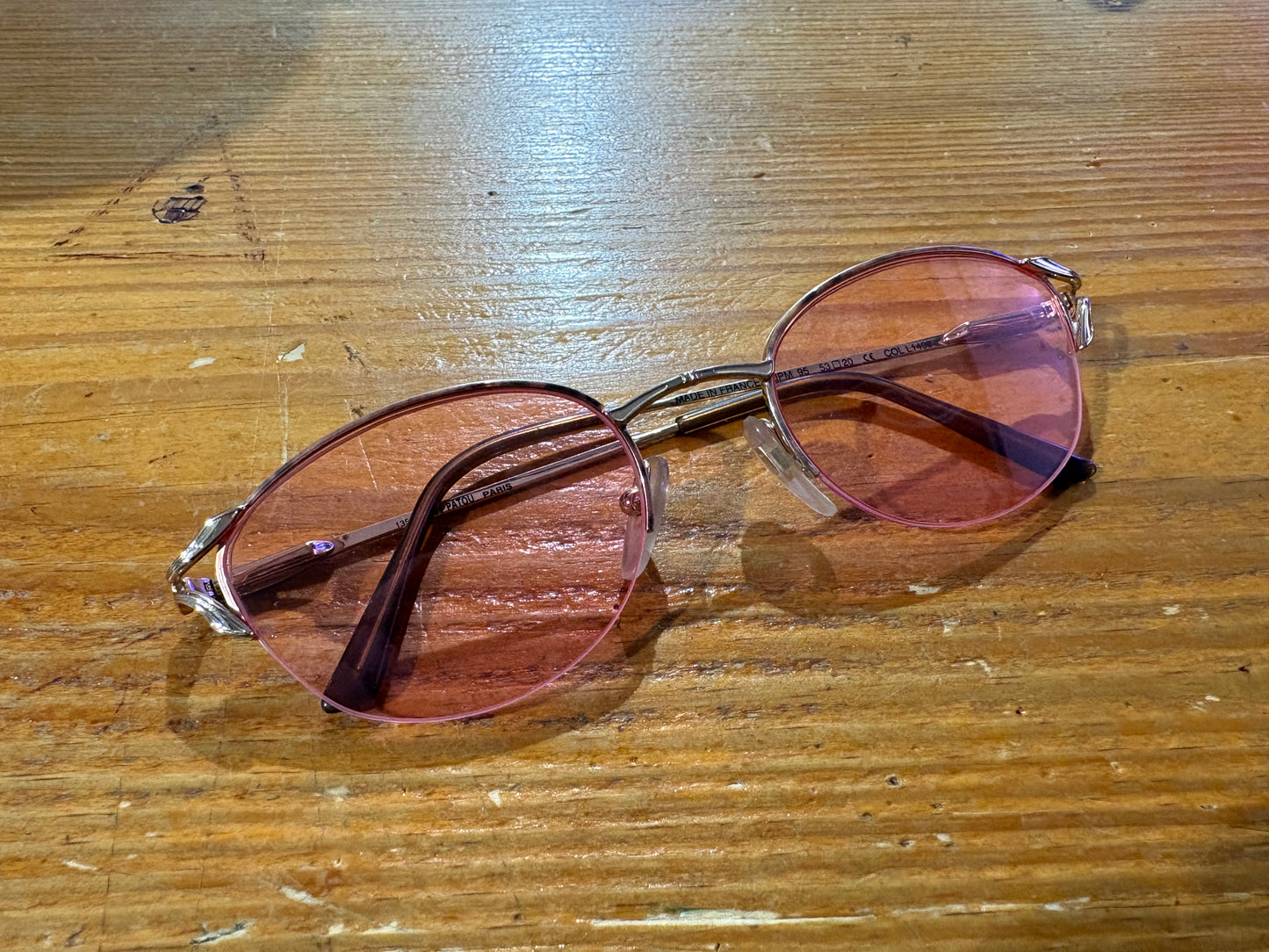 Jean Patou Gold Rounded Frame Glasses - Pink Lens