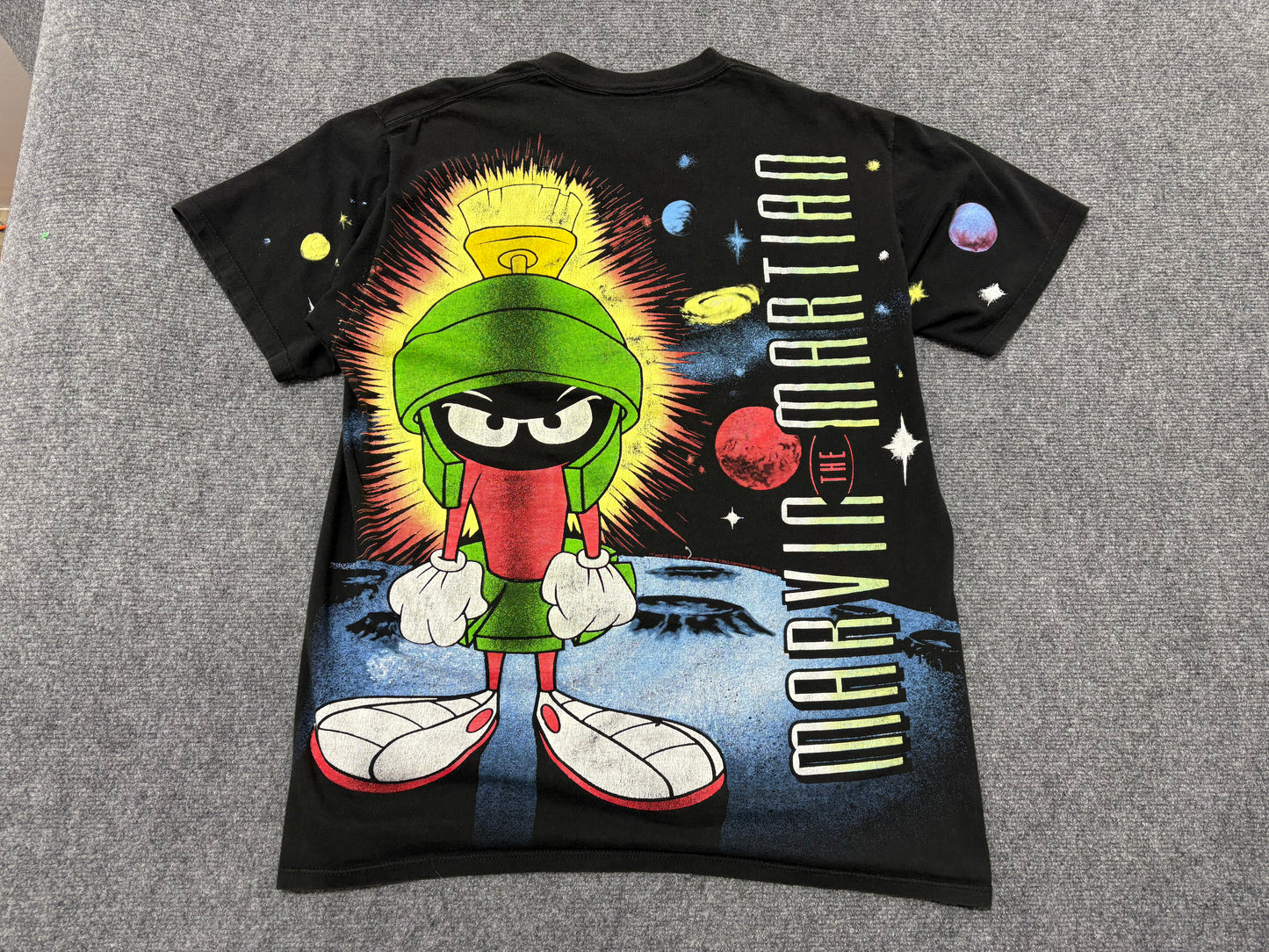 1993 Marvin The Martian All Over Print Tee - Black Size Large