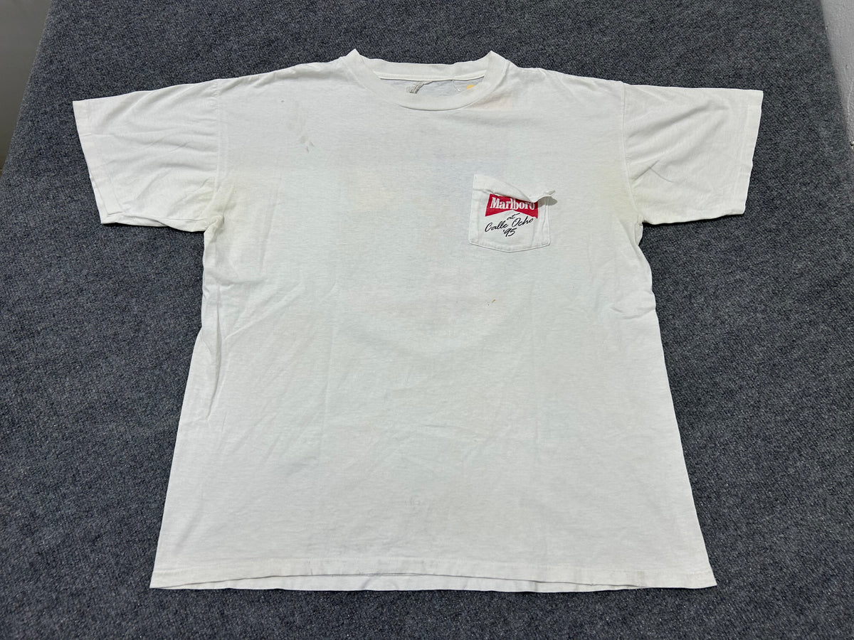 1995 Marlboro Calle Ocho Pocket Tee - White Size XL
