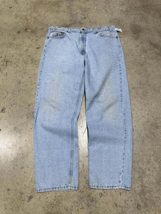 Levis 550 Orange Tab Denim Jeans - Light Wash Size 40x32