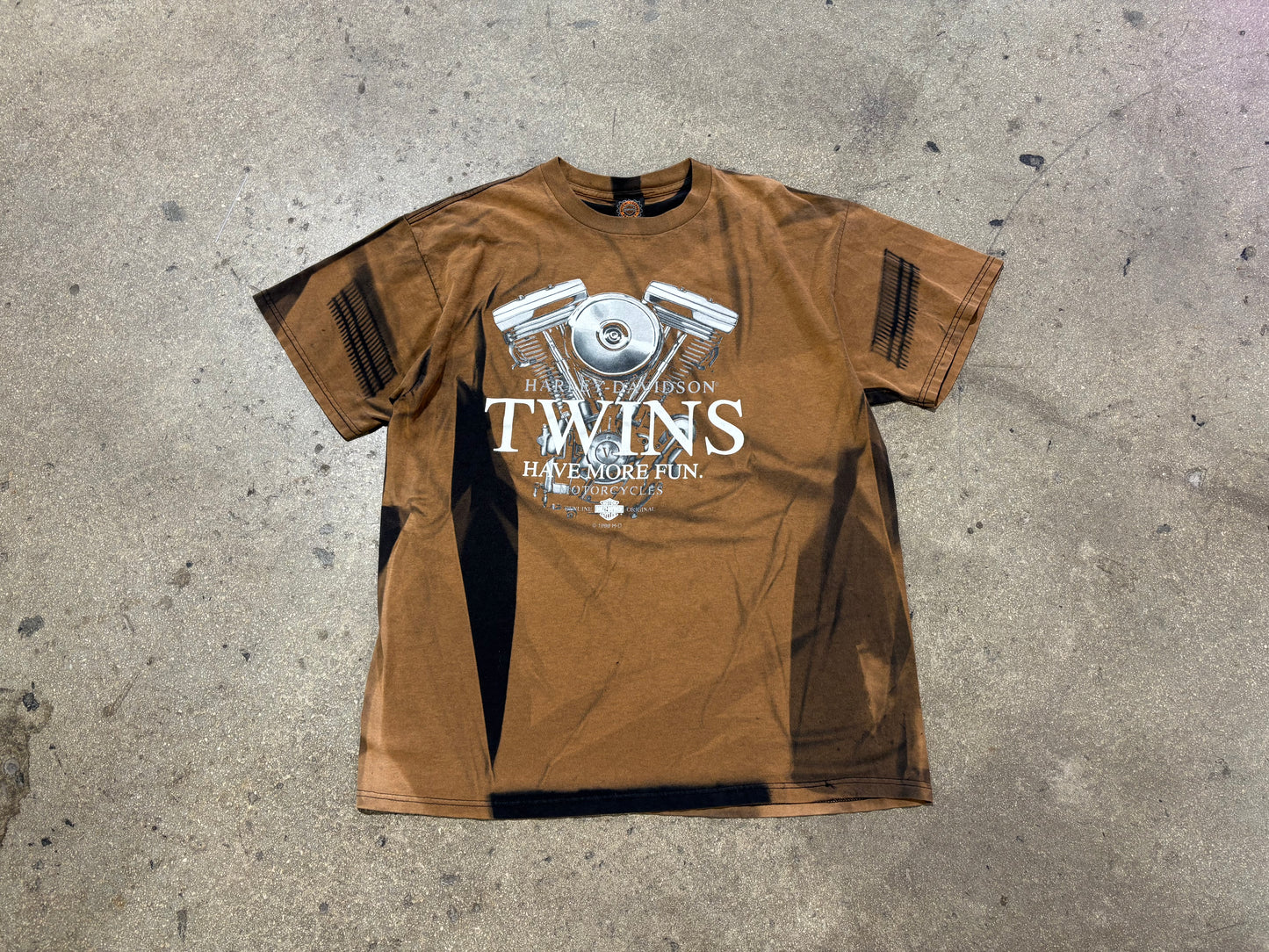 Harley Davidson Twins Have More Fun Tee - Brown Size XL