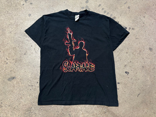 Scarface Flaming Silhouette Tee - Black Size XL
