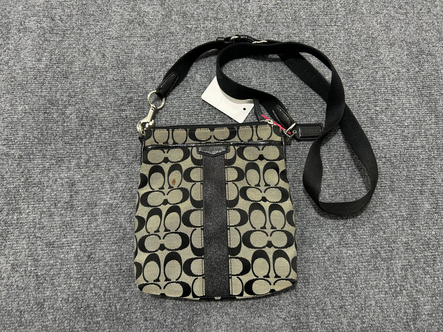 Coach Signature Jacquard Crossbody Purse - Black/Gray
