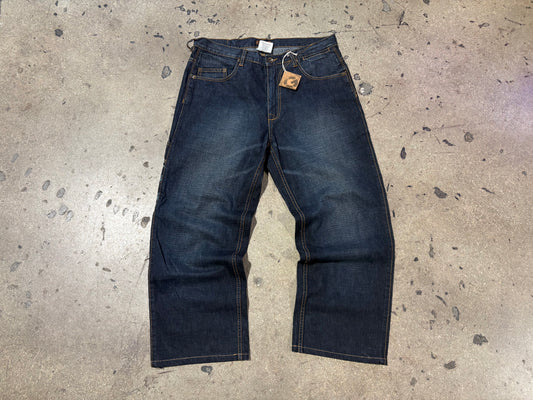 G Unit Baggy Wide Leg Raw Denim Jeans - Navy Size 36 x 34