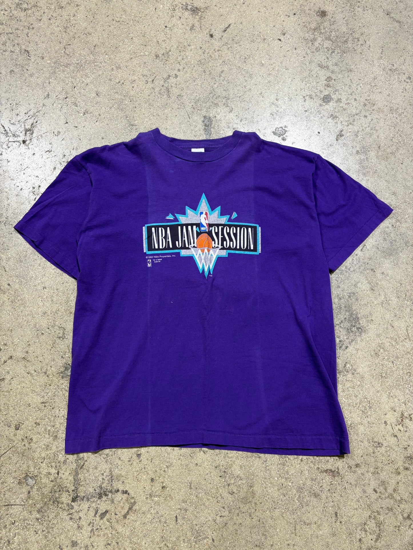 1992 NBA Jam Session Logo Tee - Purple Size XL (24  x 29)
