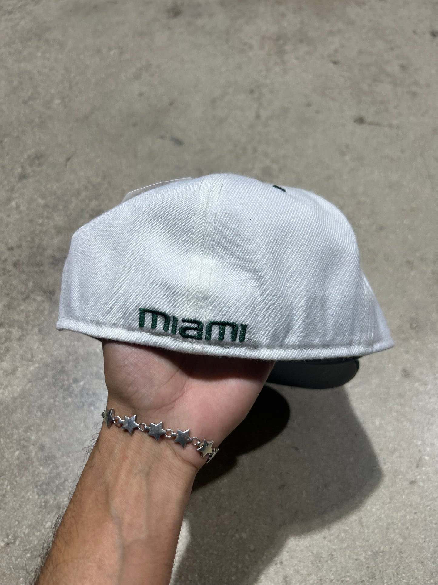 University Of Miami Baseball Hat - White/Green Size 7 1/8
