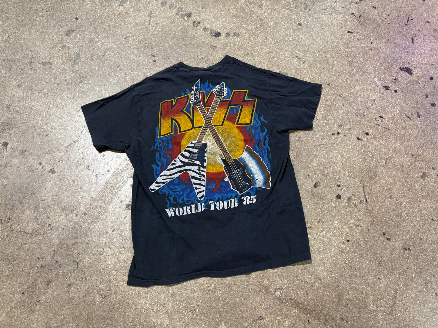 1985 Kiss World Tour Tee - Black Size Large