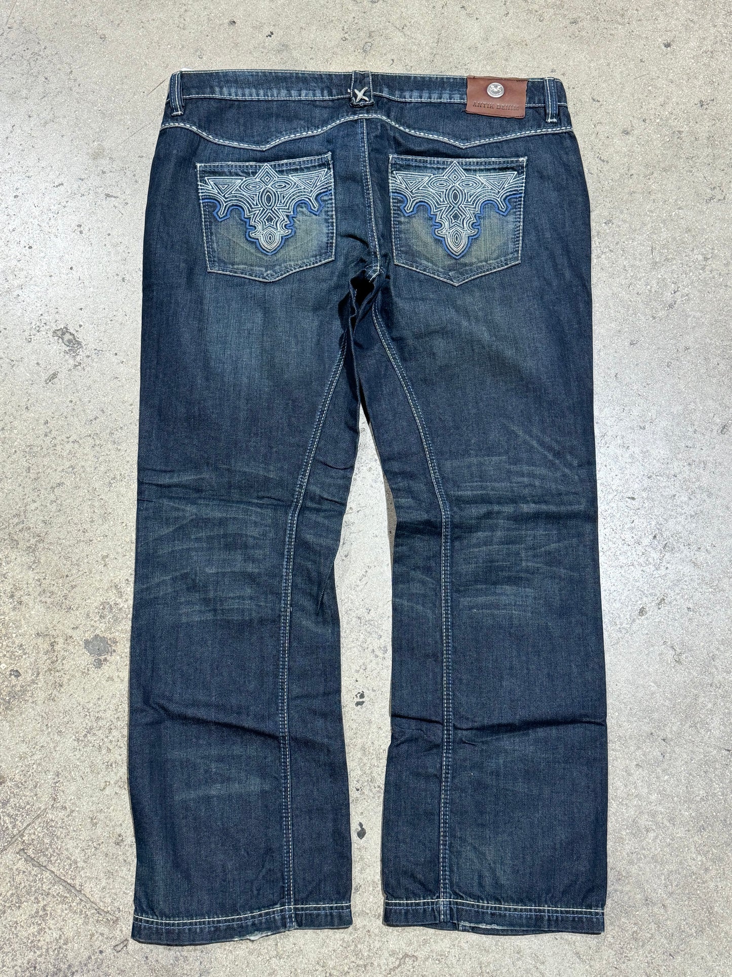 Antik Tribal Contrast Stitch Denim - Dark Blue Size 42x34