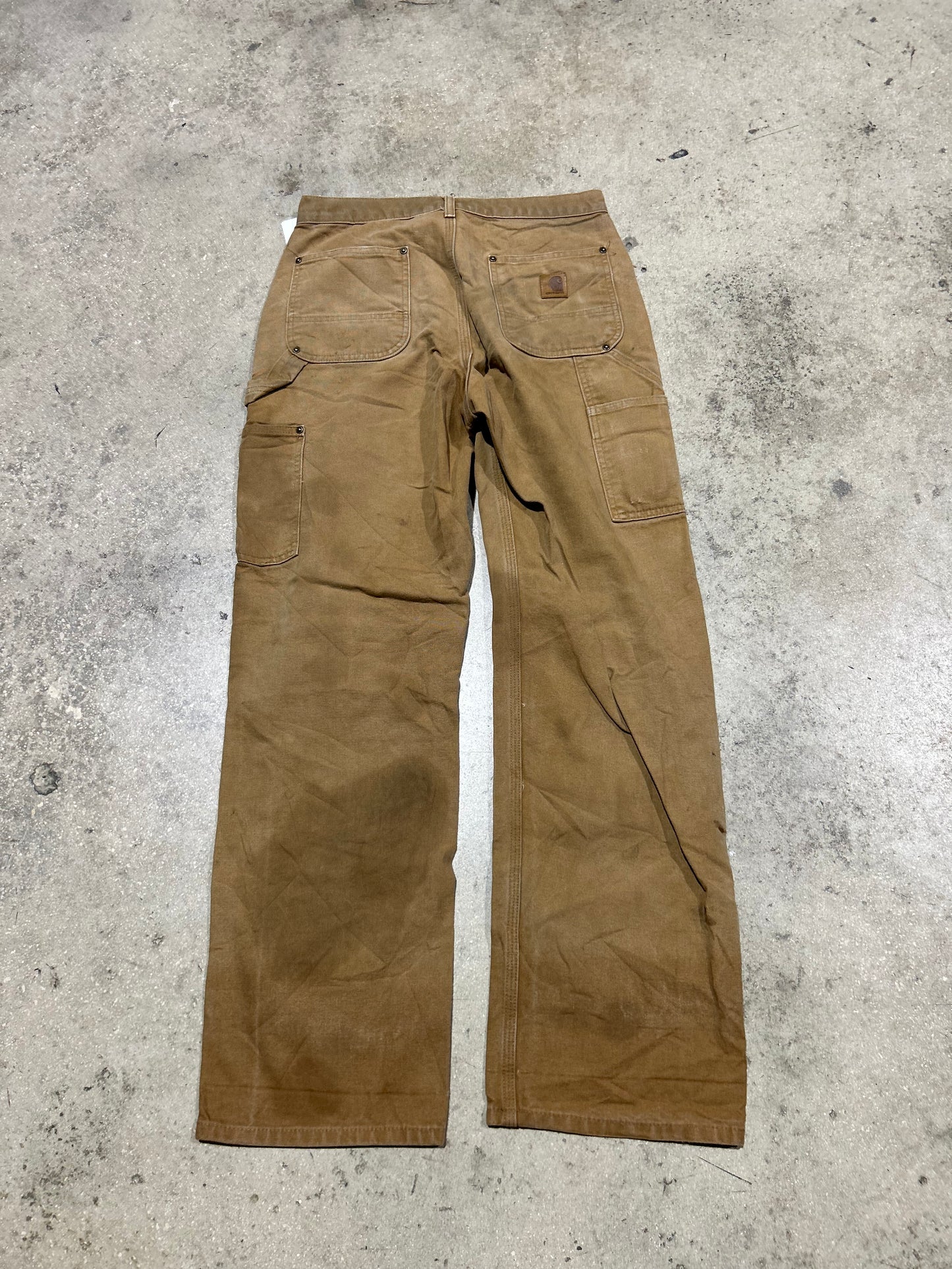 Thrashed Carhartt Double Knee Pants - Brown Size 30x32