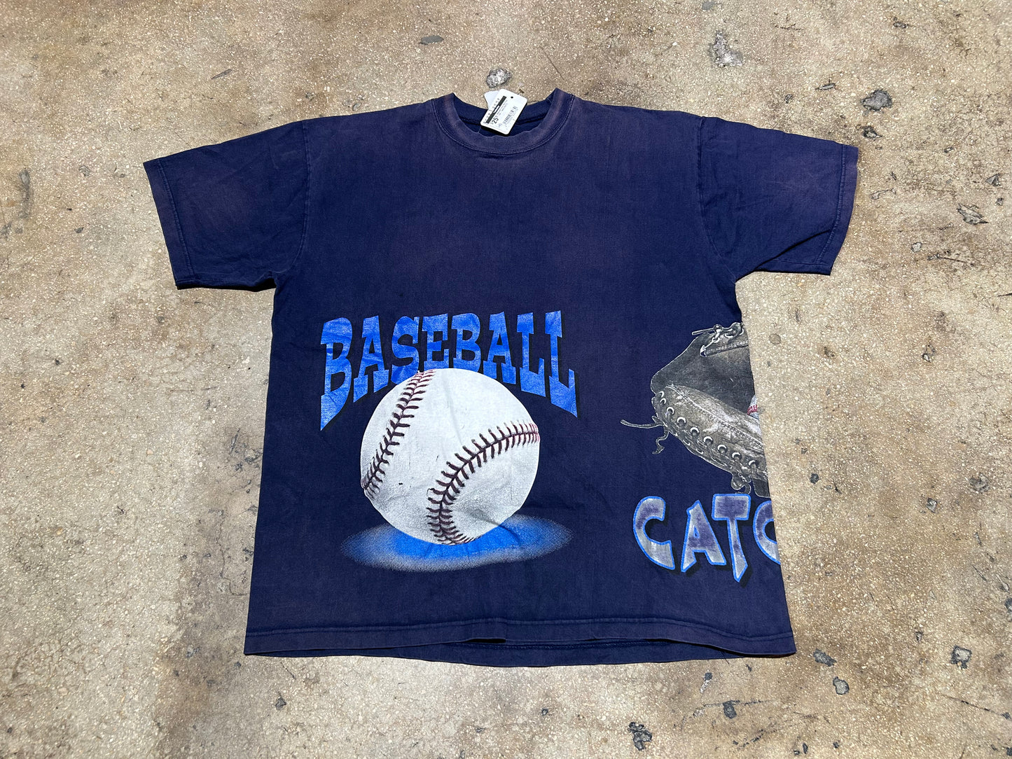 Baseball Catch Big Print Tee - Navy Size XL
