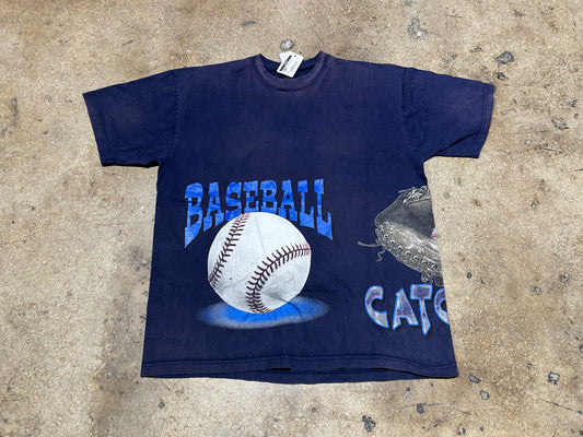 Baseball Catch Big Print Tee - Navy Size XL