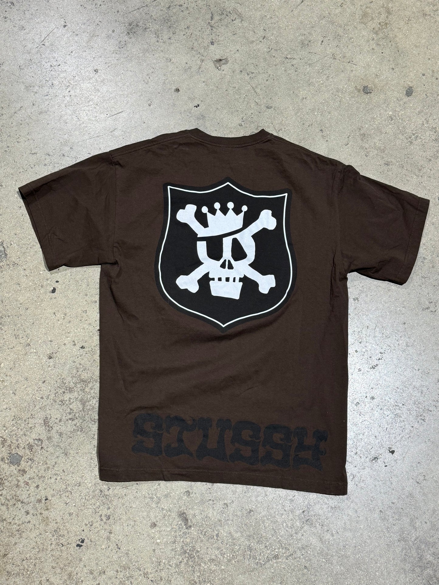 Stussy Crossbones Shield Tee - Brown Size XL