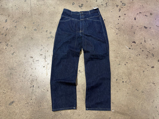 Marithe Francois Girbaud High Rise Vertical Stitching Denim Jeans - Dark Wash Size 36