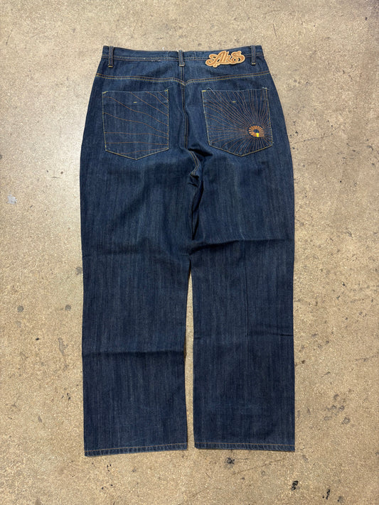 Akademiks Baggy Denim Jeans - Dark Wash Size 38