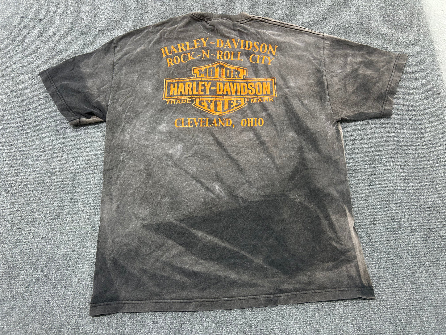 Sun Faded Harley Davidson Cleveland Girl Tee - Black Size XL(con)