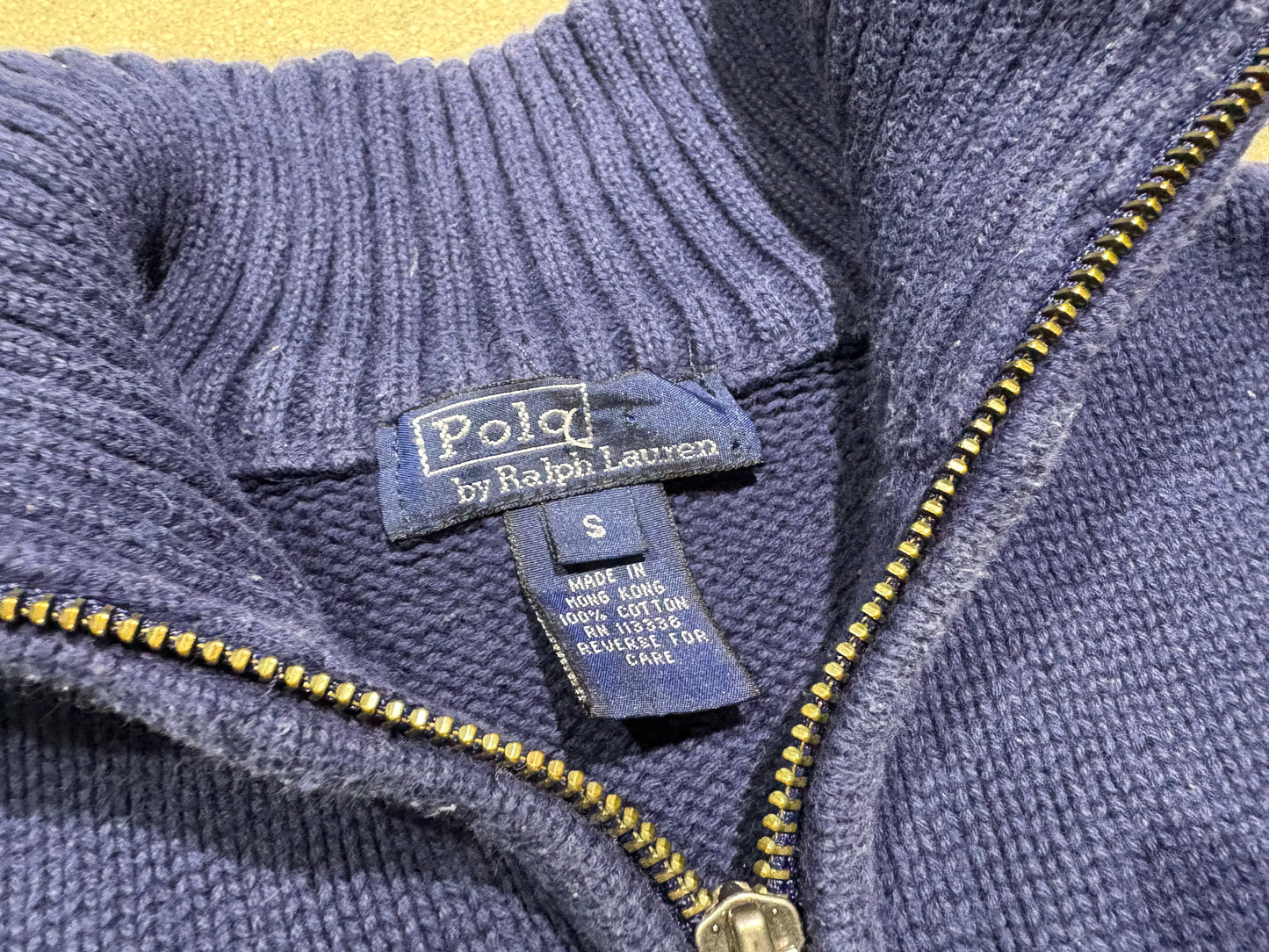 Womens Polo Ralph Lauren Quarter Zip Sweater - Navy Size Small