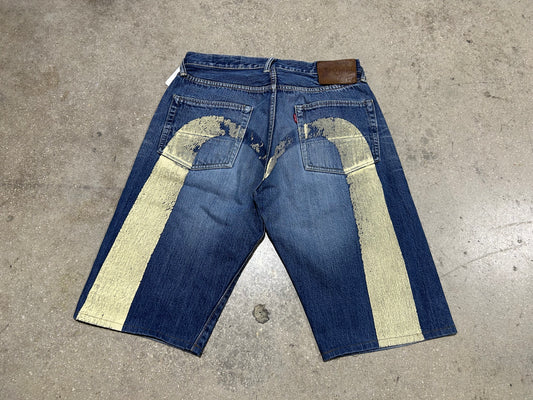 Evisu Siotani Brothers Jean Shorts - Blue/White Size 32
