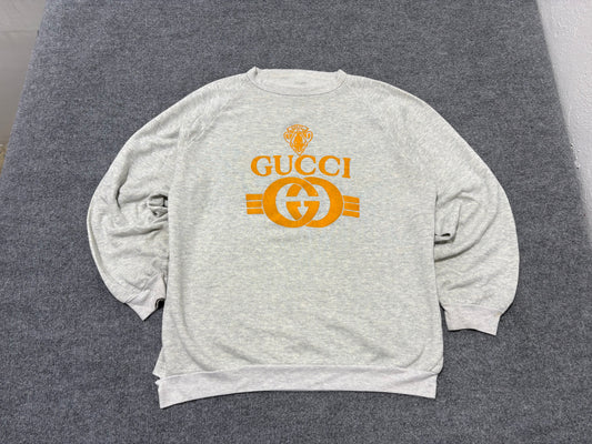 Boot Gucci Crest Logo Crewneck Sweatshirt - Grey Size XL