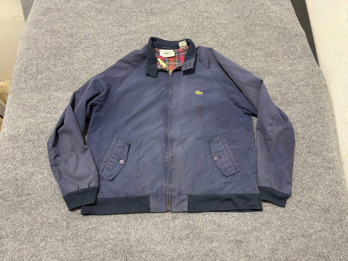 Izod Harrington Plaid Lined Jacket - Navy Size Large