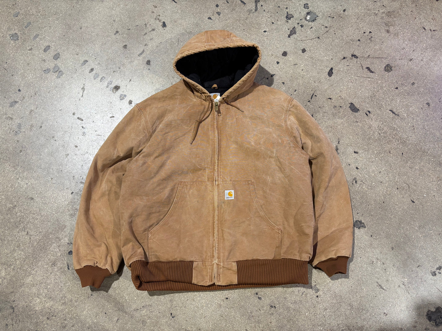 Carhartt Hooded Work Jacket - Faded Khaki Size XL