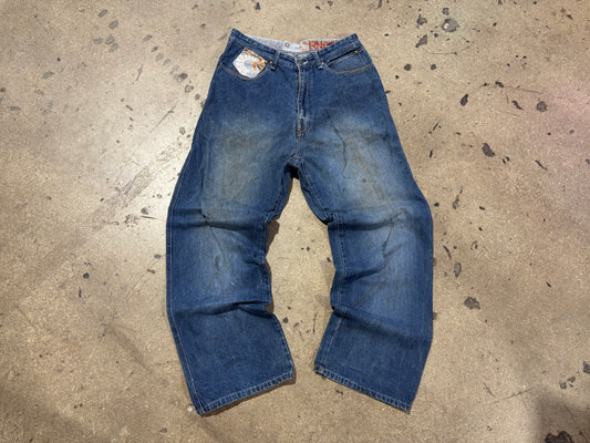 Akademiks Baggy Wide Leg Jeans - Blue Size 32