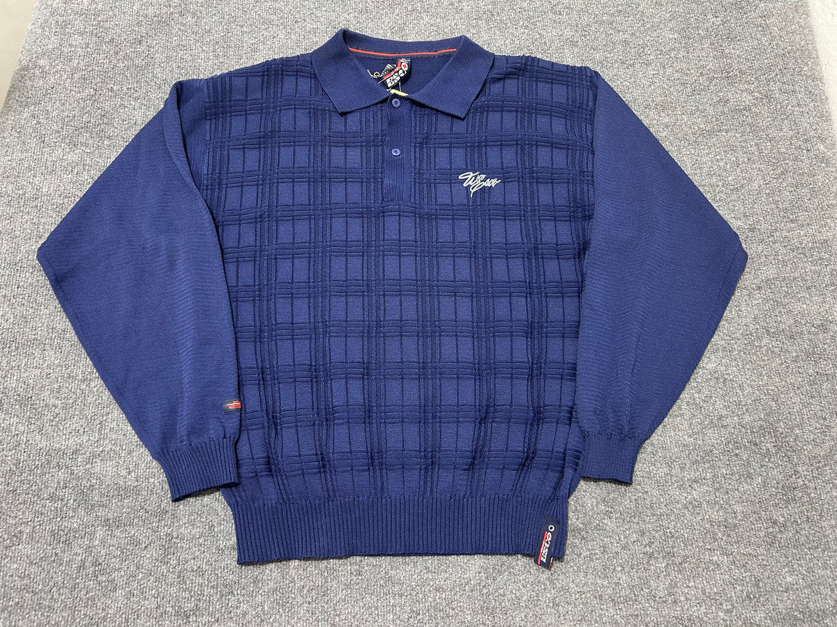 Willie Esco Long Sleeve Polo Shirt - Navy Size XL