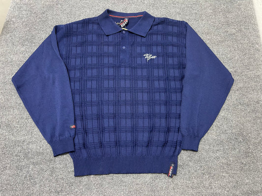 Willie Esco Long Sleeve Polo Shirt - Navy Size XL