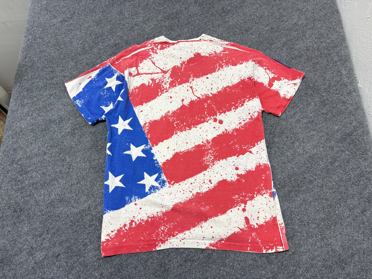 USA American Flag AOP Love These Colors tee - Red/ White/ Blue Size XL