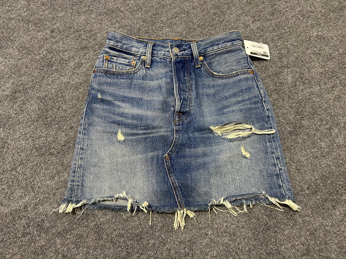 WMNS Distressed Denim Skirt - Blue Size 25