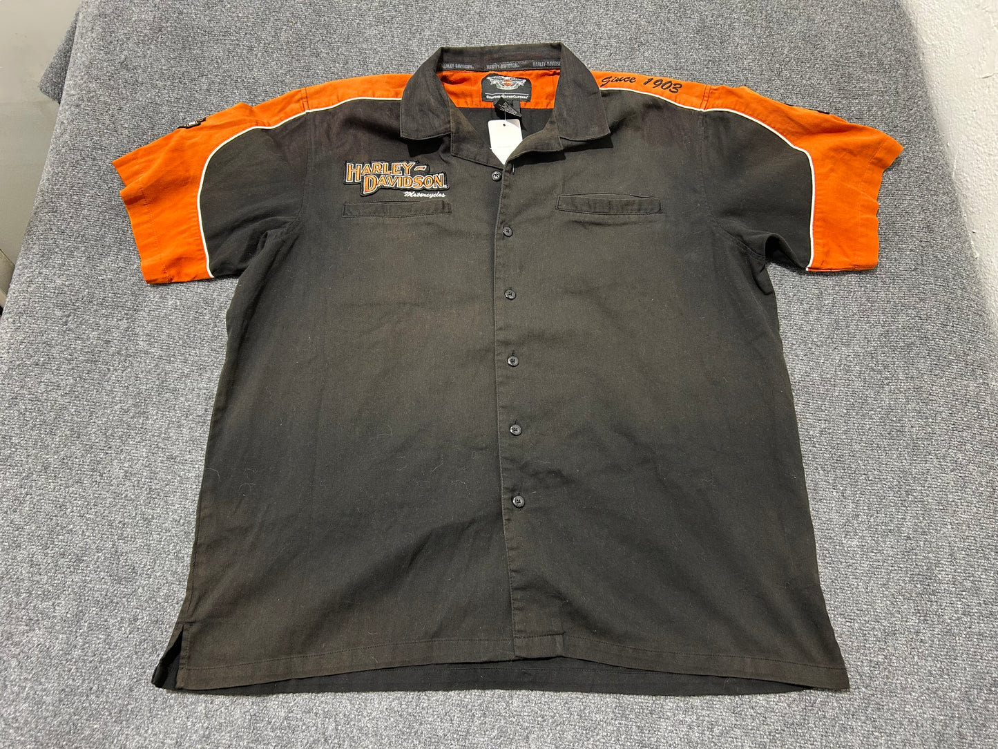 Harley Davidson Mechanic Shirt - Black/Orange Size XXL