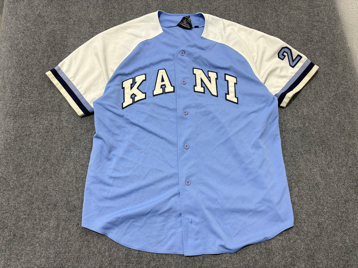 Karl Kani Baseball Jersey - Baby Blue / White Size XL