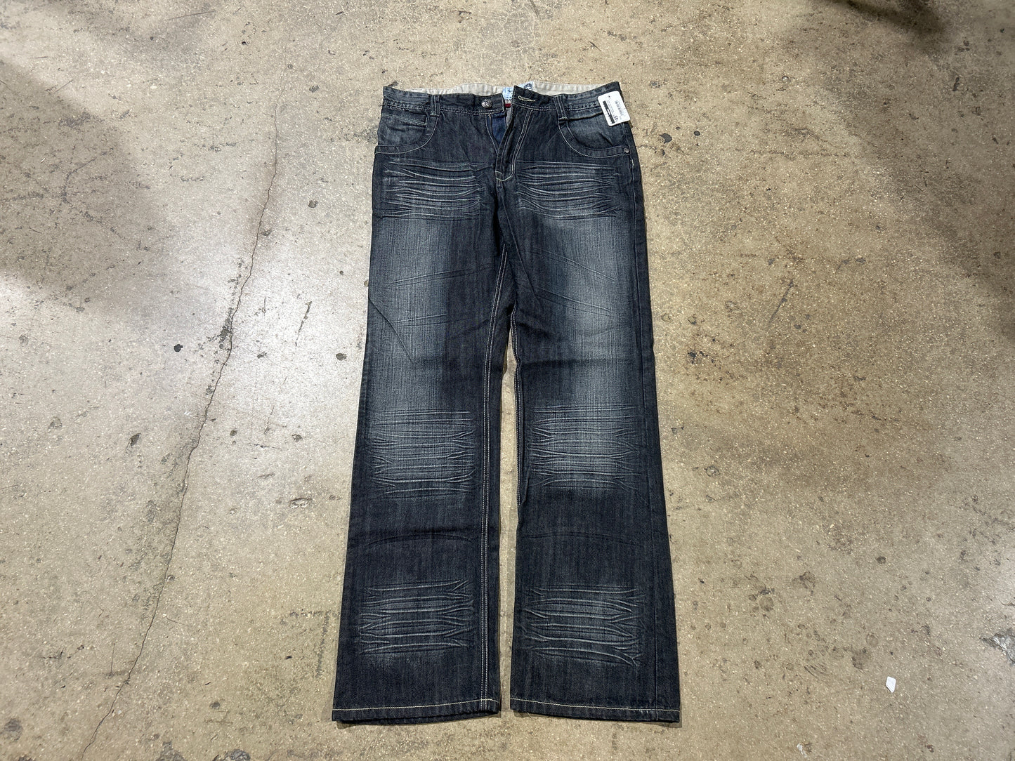 Angelina Dark Wash Jeans - Black/Green Size 34x34