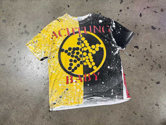 1991 U2 Achtung Baby Zoo TV AOP Tour Tee - Yellow/Black Size XXL