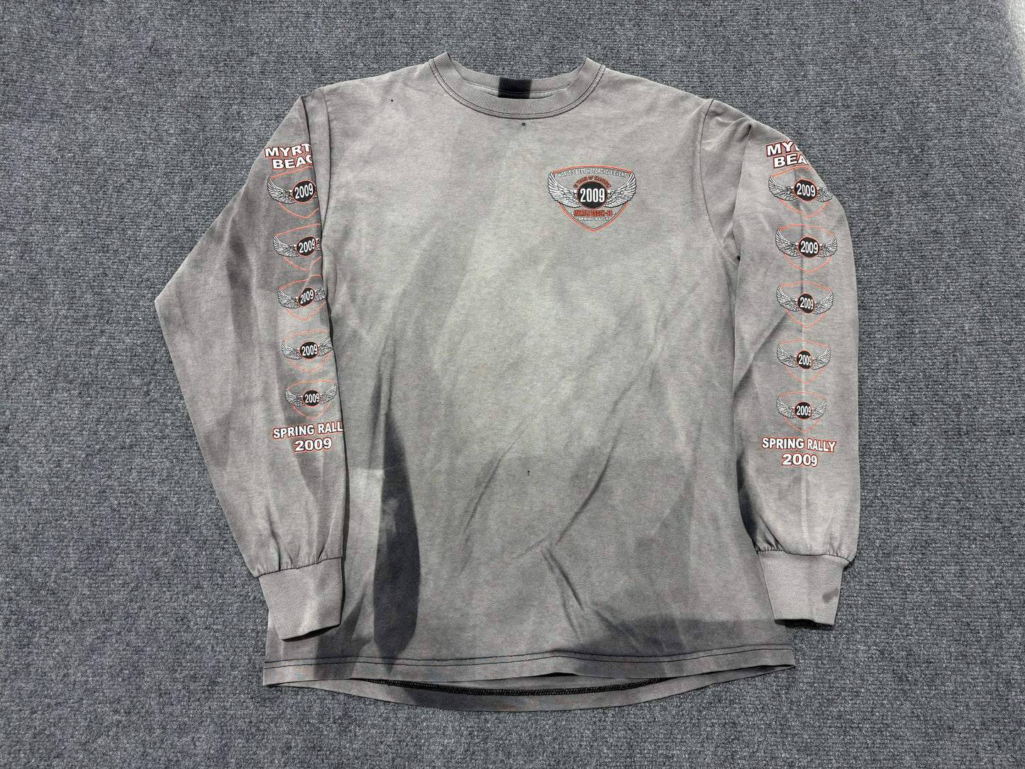 2009 Myrtle Beach Bike Week Long Sleeve - Faded Out Black Size Medium