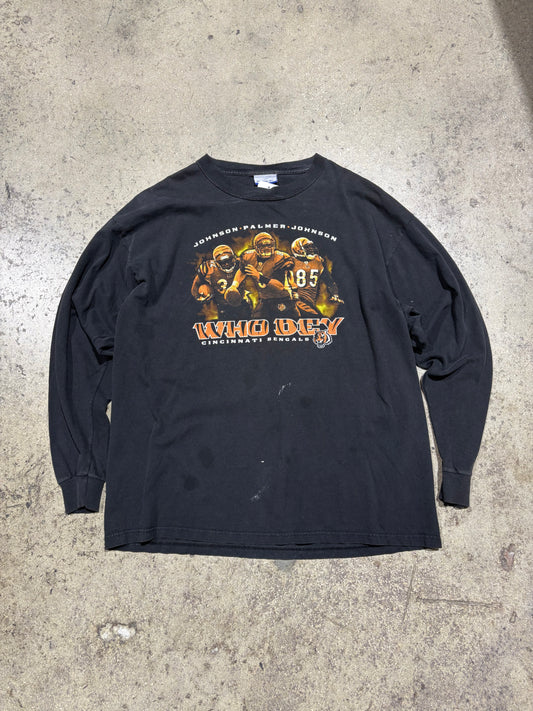 Cincinatti Bengals 3 Headed Monster Longsleeve Tee - Black Size Large (24x29)
