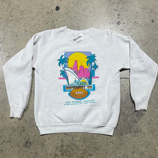 1989 Super Bowl Miami Crewneck - White Size Medium