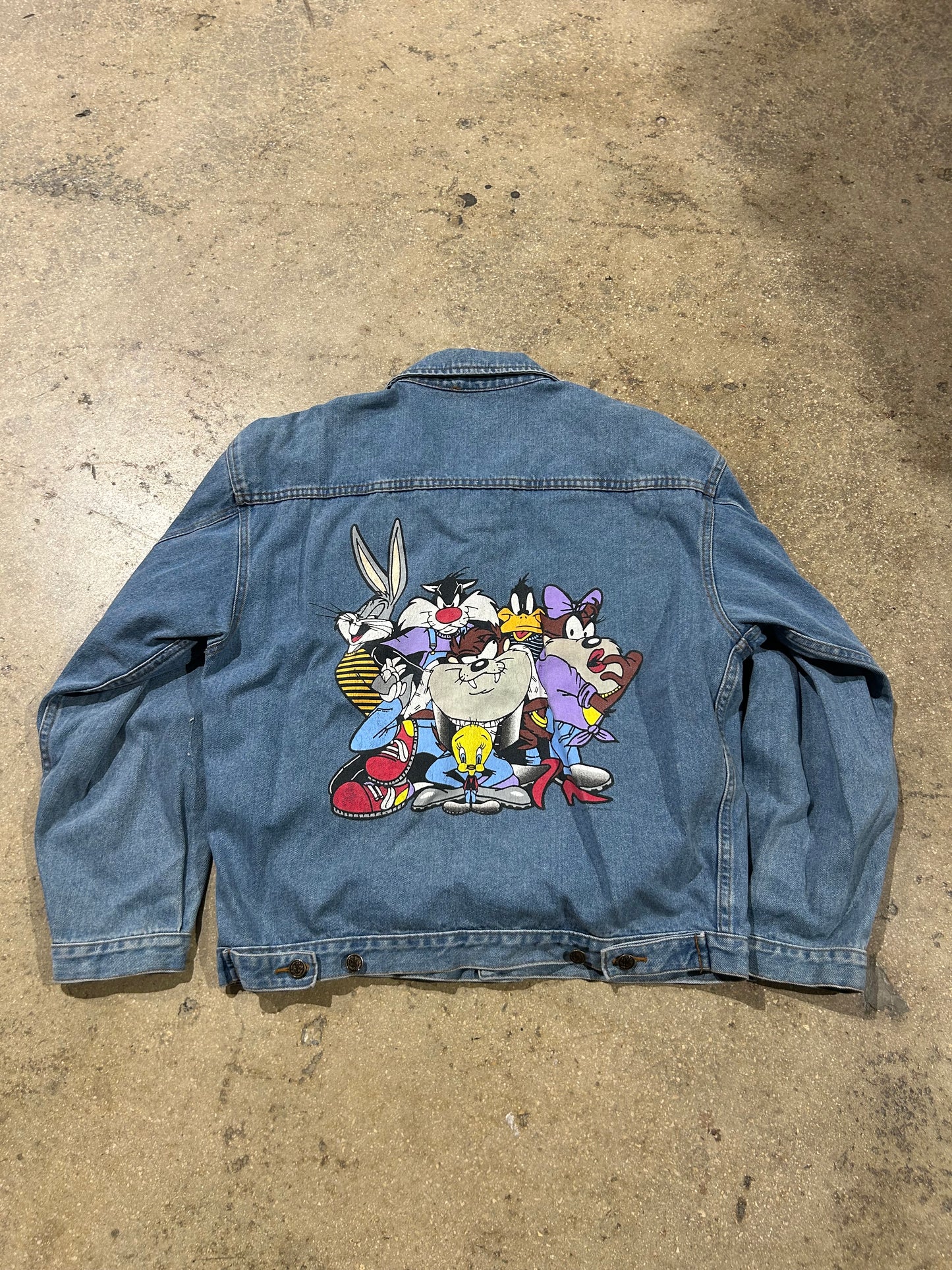 Looney Tunes Whole Cast Denim Jacket - Blue Size Large