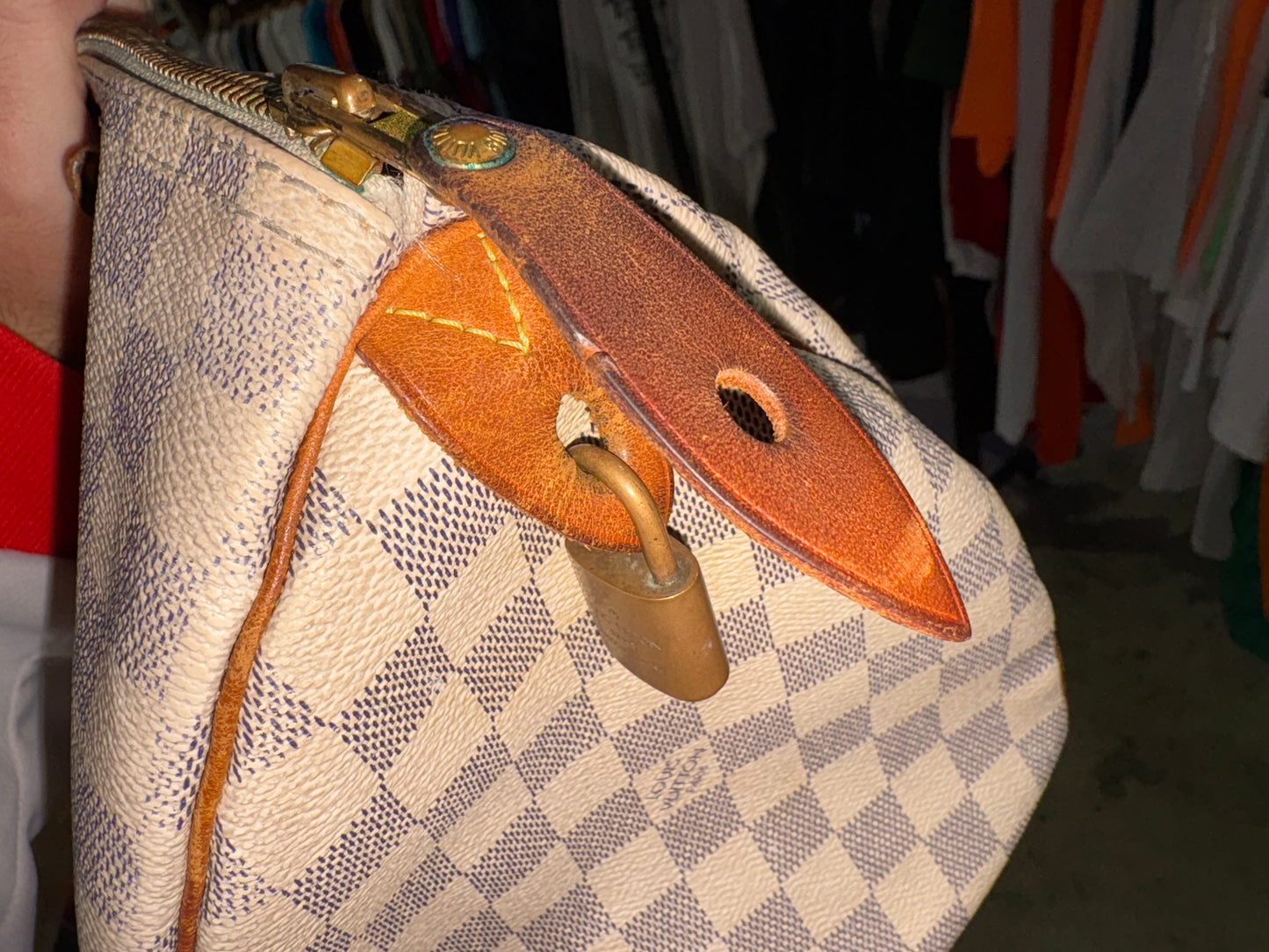 Louis Vuitton Speedy 30 Damier Azur Bag - White