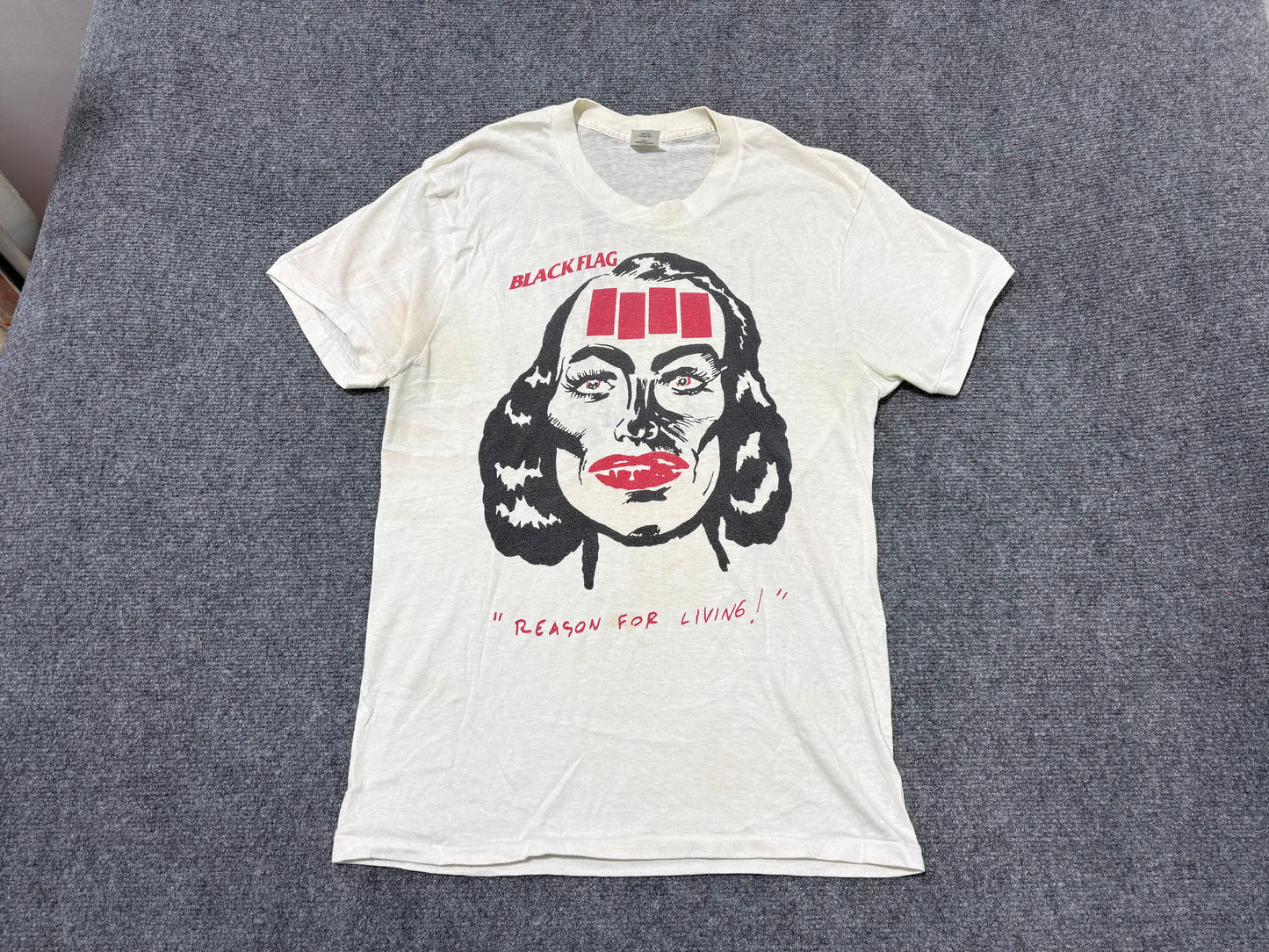 80s Black Flag Reason For Living Tee - White Size Large