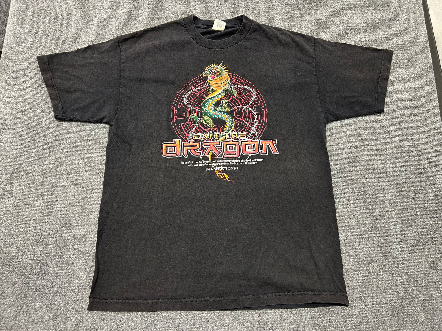 1999 Exit The dragon Revelation 20:1-3 Tee - Black size XL