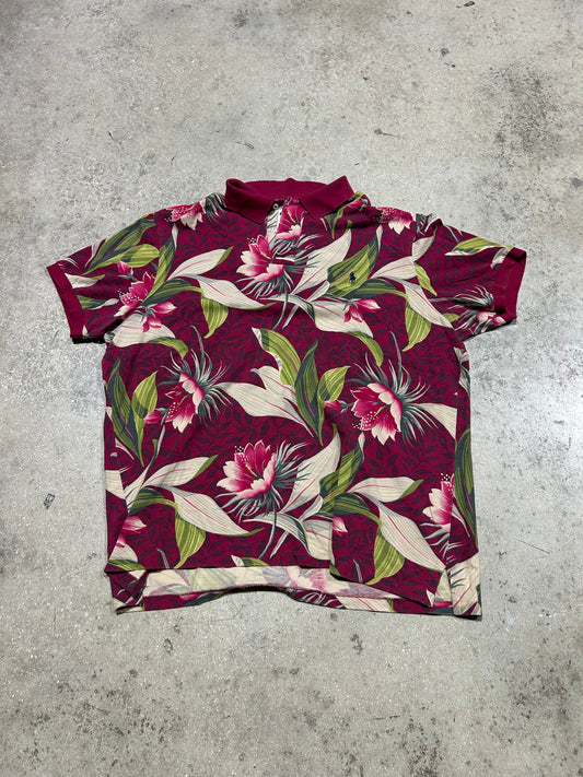 Floral Polo Shirt - Red/Multi Size XXL