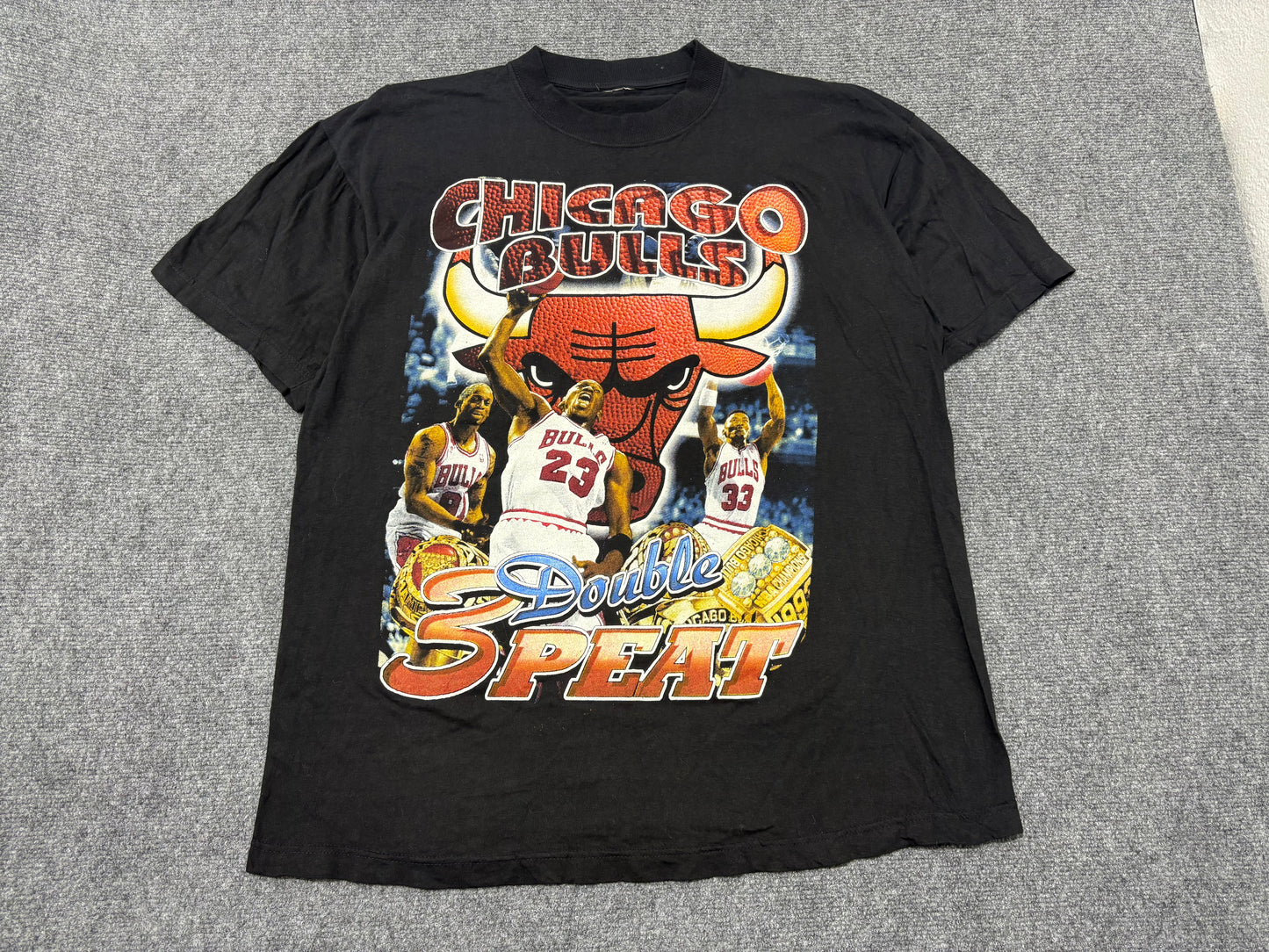 Chicago Bulls Double 3peat Rap Tee - Black Size XL