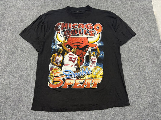Chicago Bulls Double 3peat Rap Tee - Black Size XL