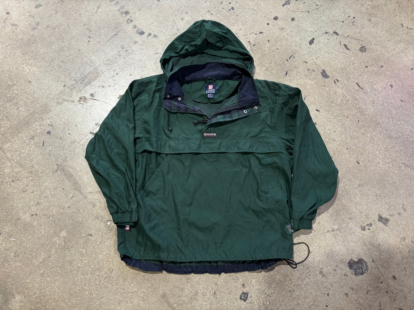 Chaps Ralph Lauren Quarter Zip Windbreaker Jacket - Green Size Large